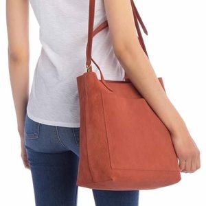 Madewell medium transit tote in corduroy suede red